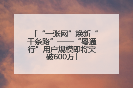 “一张网”焕新“千条路”——“粤通行”用户规模即将突破600万