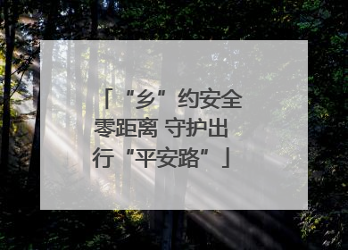 “乡”约安全零距离 守护出行“平安路”