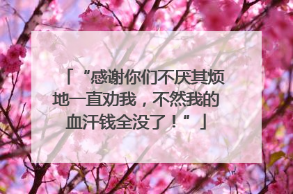“感谢你们不厌其烦地一直劝我，不然我的血汗钱全没了！”