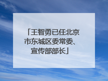 王智勇已任北京市东城区委常委、宣传部部长