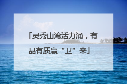 灵秀山湾活力涌，有品有质赢“卫”来