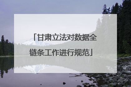 甘肃立法对数据全链条工作进行规范
