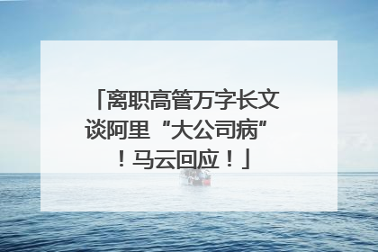 离职高管万字长文谈阿里“大公司病”！马云回应！