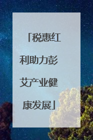 税惠红利助力彭艾产业健康发展