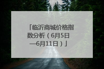 临沂商城价格指数分析（6月5日—6月11日）