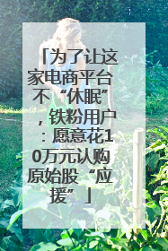 为了让这家电商平台不“休眠”，铁粉用户：愿意花10万元认购原始股“应援”