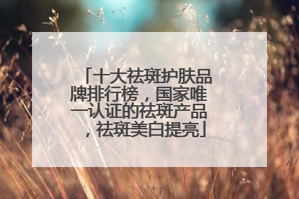 十大祛斑护肤品牌排行榜，国家唯一认证的祛斑产品，祛斑美白提亮