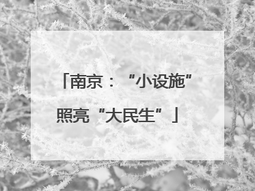 南京：“小设施”照亮“大民生”