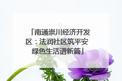 南通崇川经济开发区：法润社区筑平安 绿色生活谱新篇