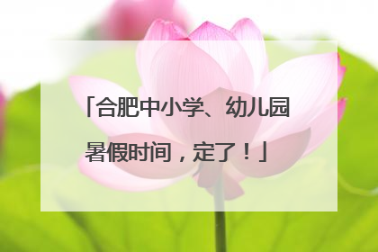 合肥中小学、幼儿园暑假时间，定了！