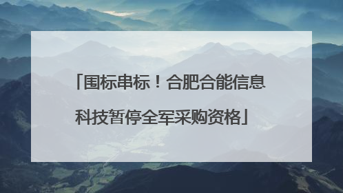围标串标！合肥合能信息科技暂停全军采购资格