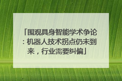 围观具身智能学术争论：机器人技术拐点仍未到来，行业需要纠偏