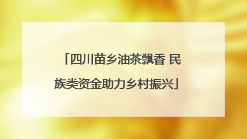 四川苗乡油茶飘香 民族类资金助力乡村振兴