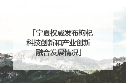 宁夏权威发布枸杞科技创新和产业创新融合发展情况
