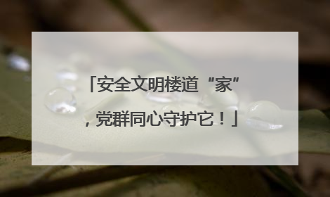 安全文明楼道“家”，党群同心守护它！