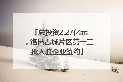 总投资2.27亿元，洛邑古城片区第十三批入驻企业签约