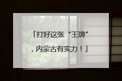 打好这张“王牌”，内蒙古有实力！