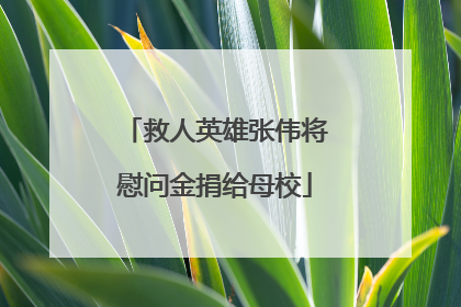 救人英雄张伟将慰问金捐给母校
