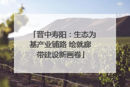 晋中寿阳：生态为基产业铺路 绘就廊带建设新画卷
