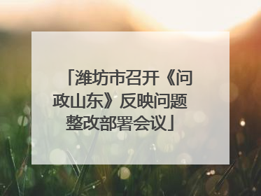 潍坊市召开《问政山东》反映问题整改部署会议