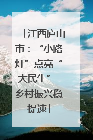 江西庐山市：“小路灯”点亮“大民生” 乡村振兴稳提速