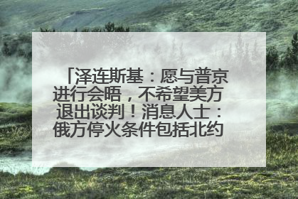 泽连斯基：愿与普京进行会晤，不希望美方退出谈判！消息人士：俄方停火条件包括北约“书面”保证不东扩