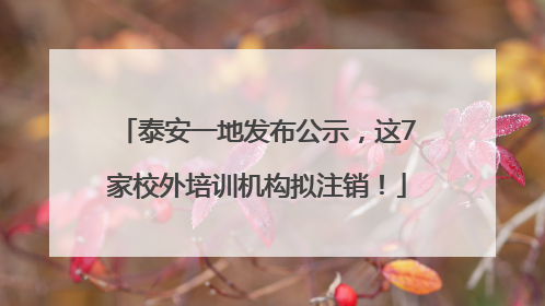泰安一地发布公示，这7家校外培训机构拟注销！