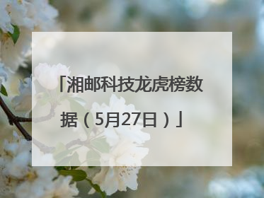 湘邮科技龙虎榜数据（5月27日）