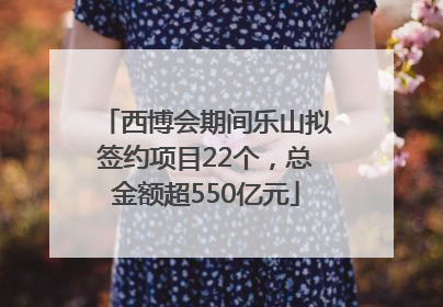 西博会期间乐山拟签约项目22个，总金额超550亿元