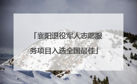 襄阳退役军人志愿服务项目入选全国最佳