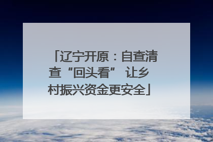 辽宁开原：自查清查“回头看” 让乡村振兴资金更安全