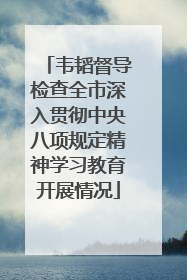 韦韬督导检查全市深入贯彻中央八项规定精神学习教育开展情况