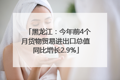 黑龙江：今年前4个月货物贸易进出口总值同比增长2.9%