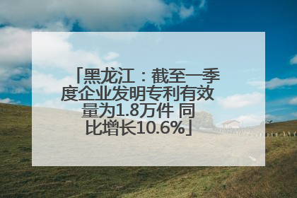 黑龙江：截至一季度企业发明专利有效量为1.8万件 同比增长10.6%