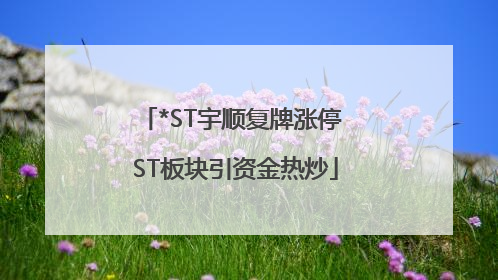 *ST宇顺复牌涨停 ST板块引资金热炒