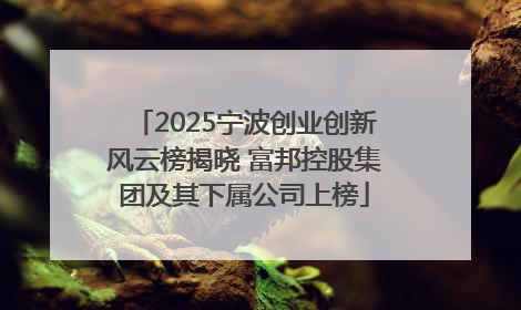 2025宁波创业创新风云榜揭晓 富邦控股集团及其下属公司上榜