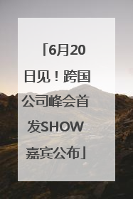 6月20日见！跨国公司峰会首发SHOW嘉宾公布